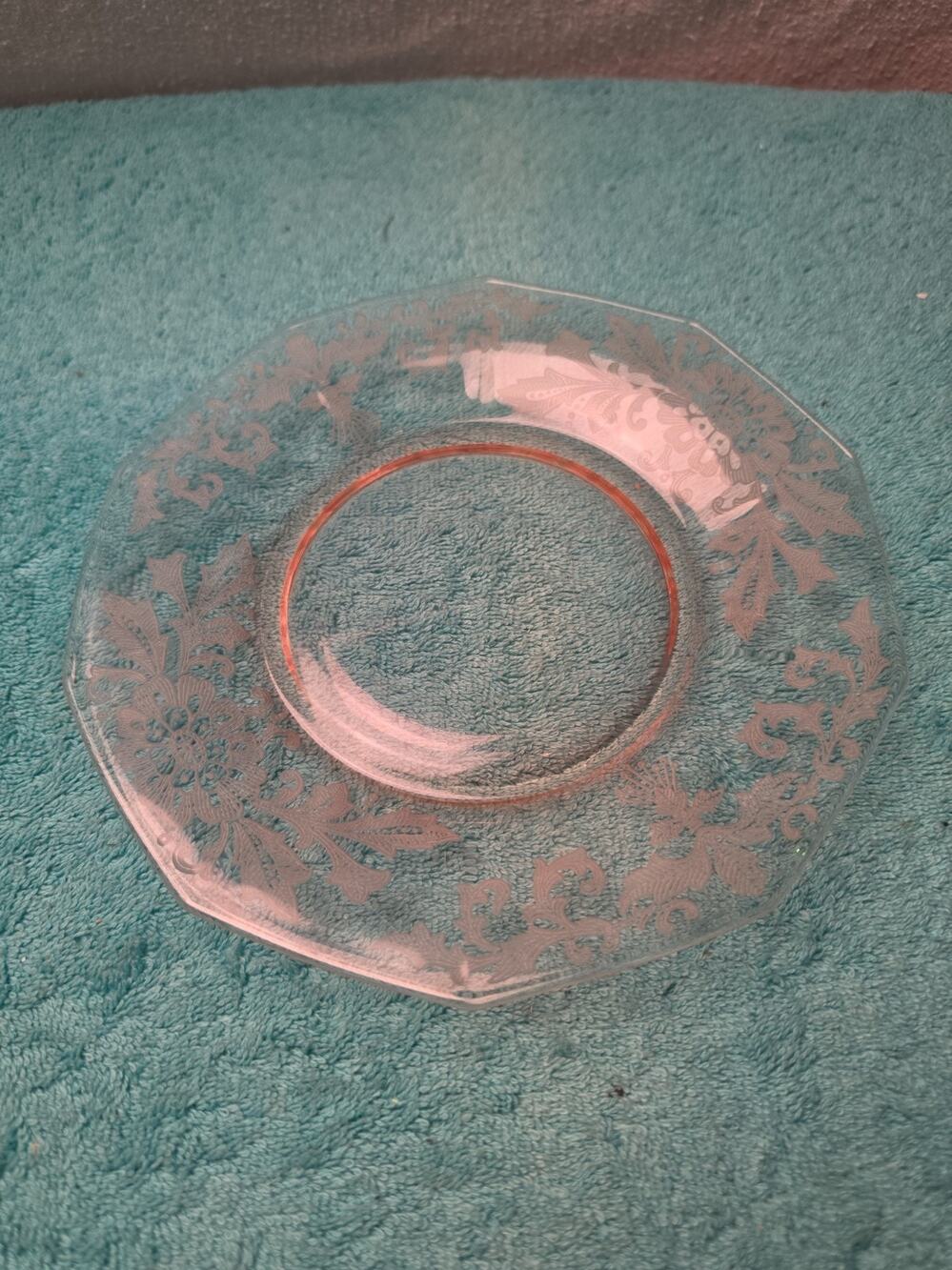 Vtg Fostoria Versailles Pink Luncheon Plate 8.75" Elegant Glass Mint